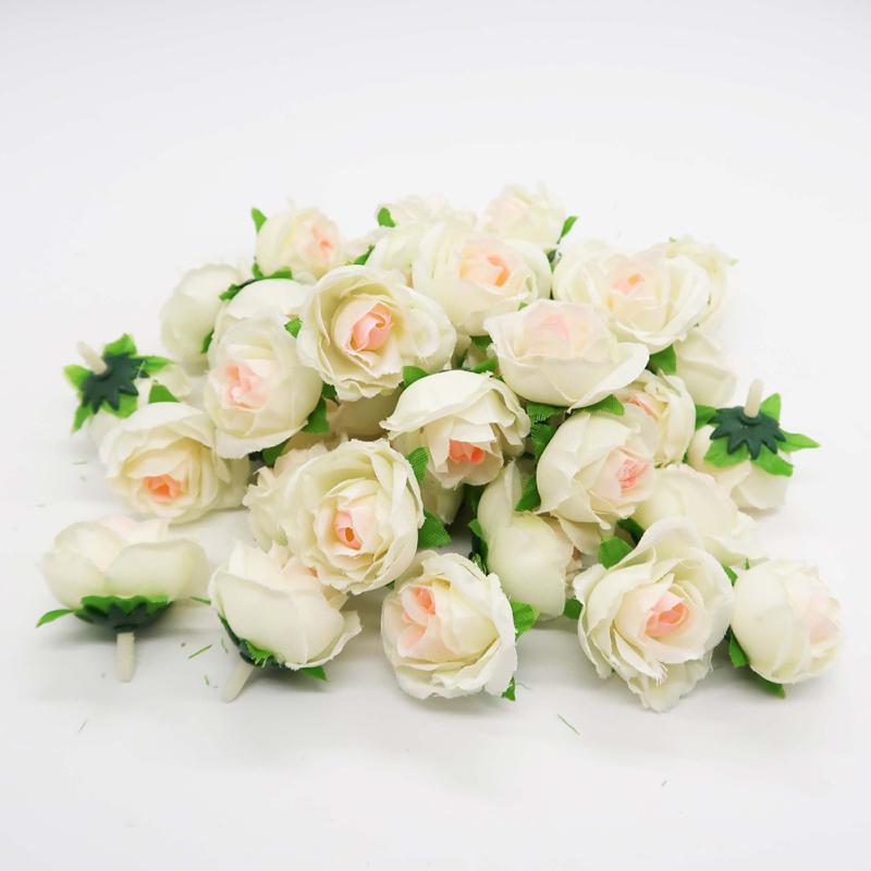 

50 шт. Підроблені головки троянд зі штучного шовку. Бутони квітів. Домашній букет. Весільний саморобний ремесло. рожевий/білий