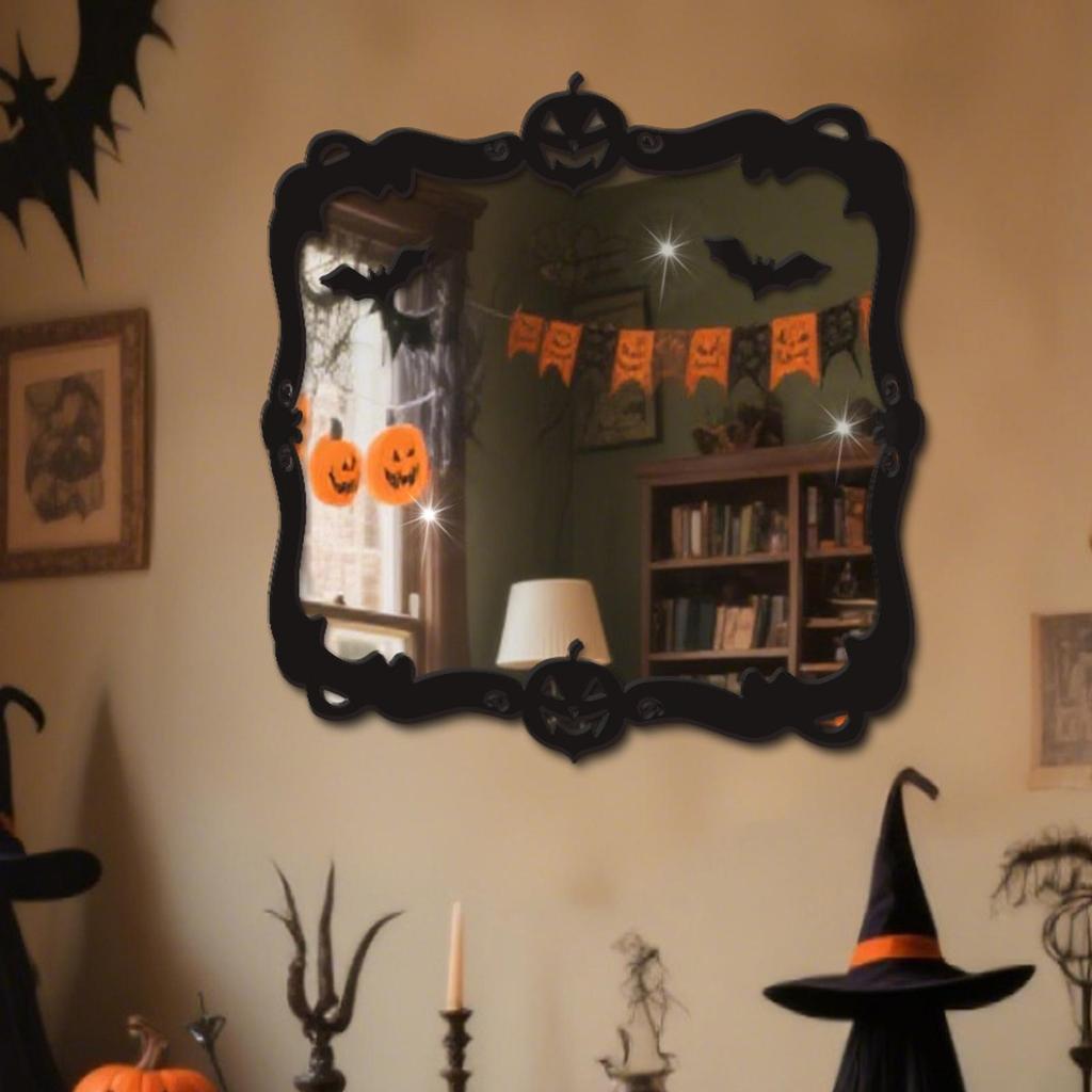 1pcs Halloween Spider Pumpkin Lantern Series Mirror Reflective Effect Wood Sign for Haunted House Holiday Crafting Projects