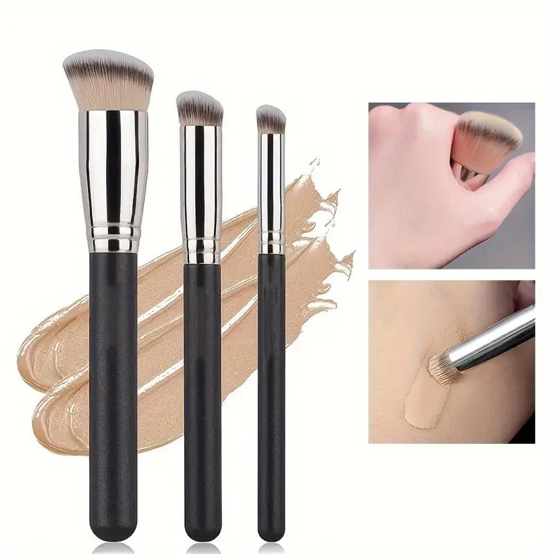 1/3PCS Premium Foundation Concealer Brush, Brushes Eye Dense Face Makeup Brush Under Contour BlusherFlawless For Blending