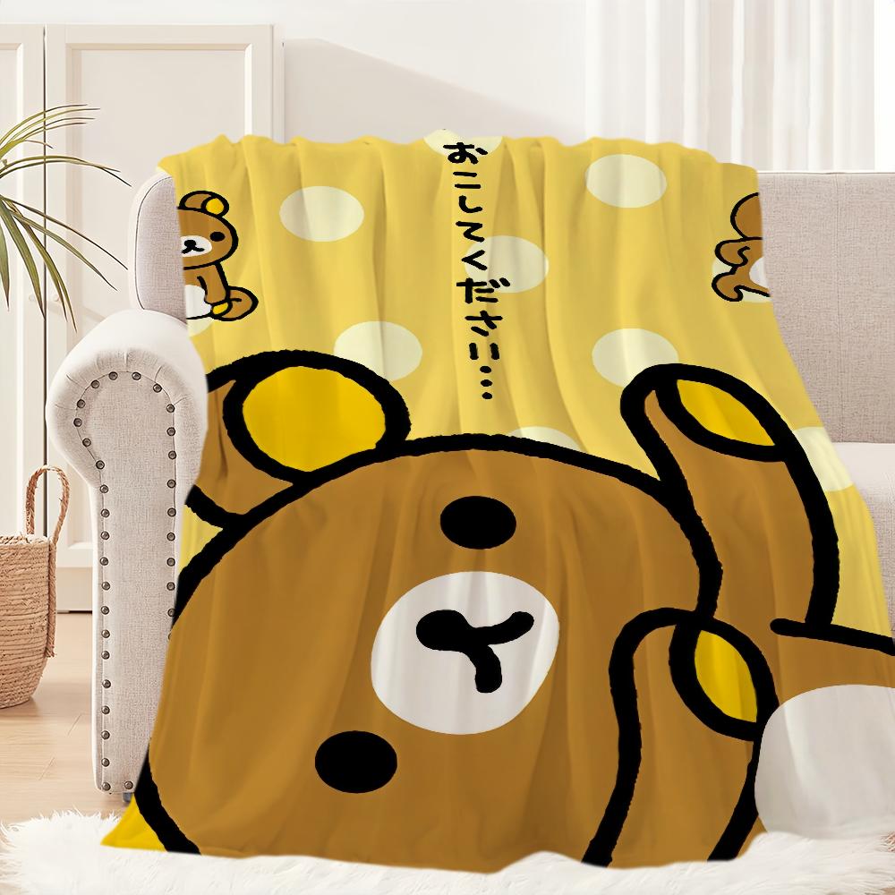 Cartoon Cute R-Rilakkuma-S Bear Blanket Plush Nap Sofa Rug For Living Room Warm Office Bedroom Birthday Home Travel Kid Gifts