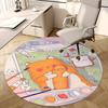 1pc Anime Design Round Carpet Cute Cat and Bread Friends Office Chair Mat, Non Slip Rug for Home Decor, All Seasons