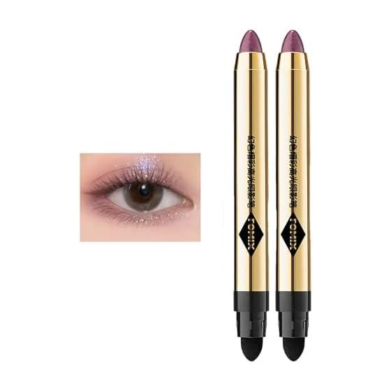 Eyeshadow Pencil Glitter Eyeshadow Stick Crayon Shading Light Eyeshadow Tear Bag Eyeshadow Pen Waterproof Highlight Shining Moisture Eyes Multicolor
