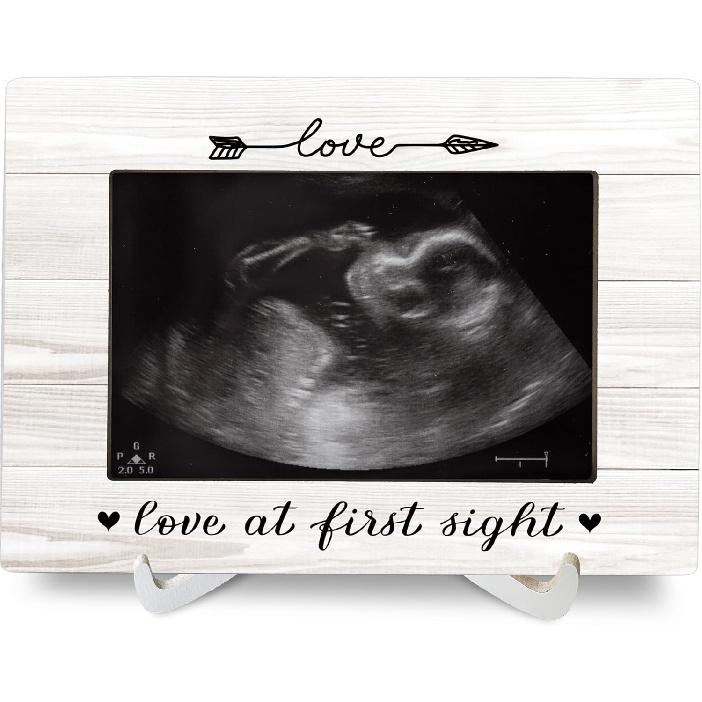 Love At First Sight Frame Ultrasound Sonogram 8x6 Picture Frames, Pregnancy Gifts Baby Shower Gifts Wood Photo Frame, Gender Reveal New Baby Gift 8x6