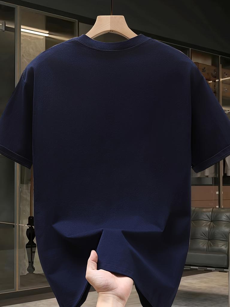 Men's Summer 100% Cotton Fashionable Casual Sports Loose Trendy Brand Pattern Printed Round Neck Short Sleeve T-shirt Top