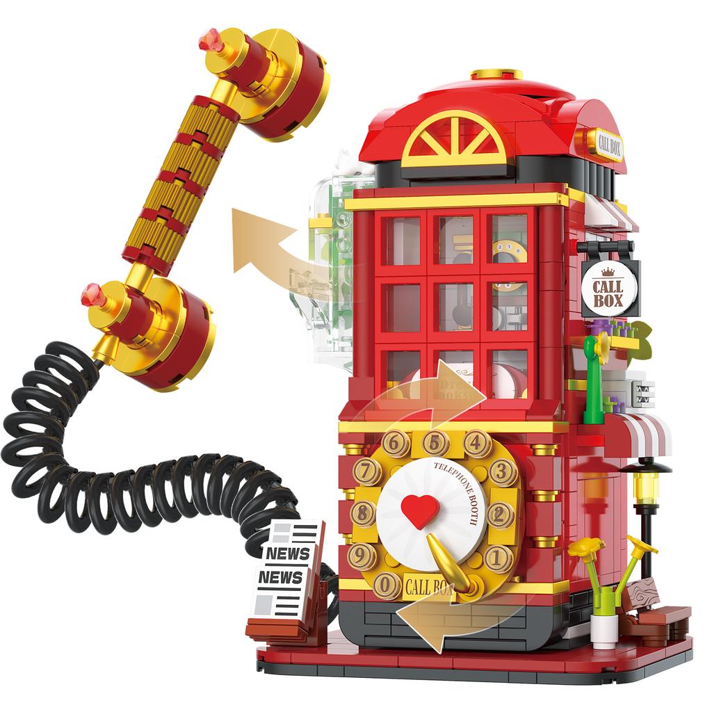 Non-Toxic Telephone Booth Building Blocks Game Machine Street View Architecture Home Decor Model Assemble Bricks Toy Gift For Kid Adult