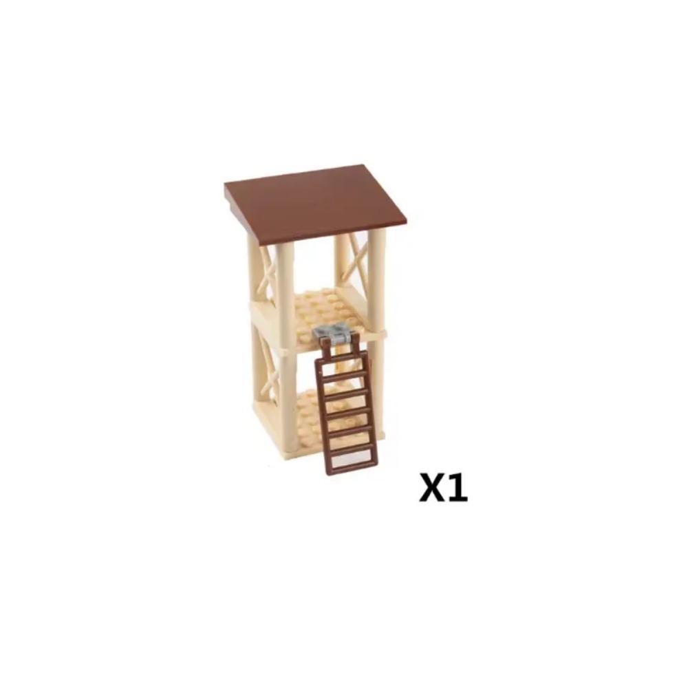 WWII Building Blocks Military Weapons Police Soldier Figure Accessories Model Brick Gun Cannon Launcher Bunker Outpost Toy X017