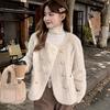 Winter  Faux Fur Coat Women Cotton-padded Double-breasted Thick Overcoat