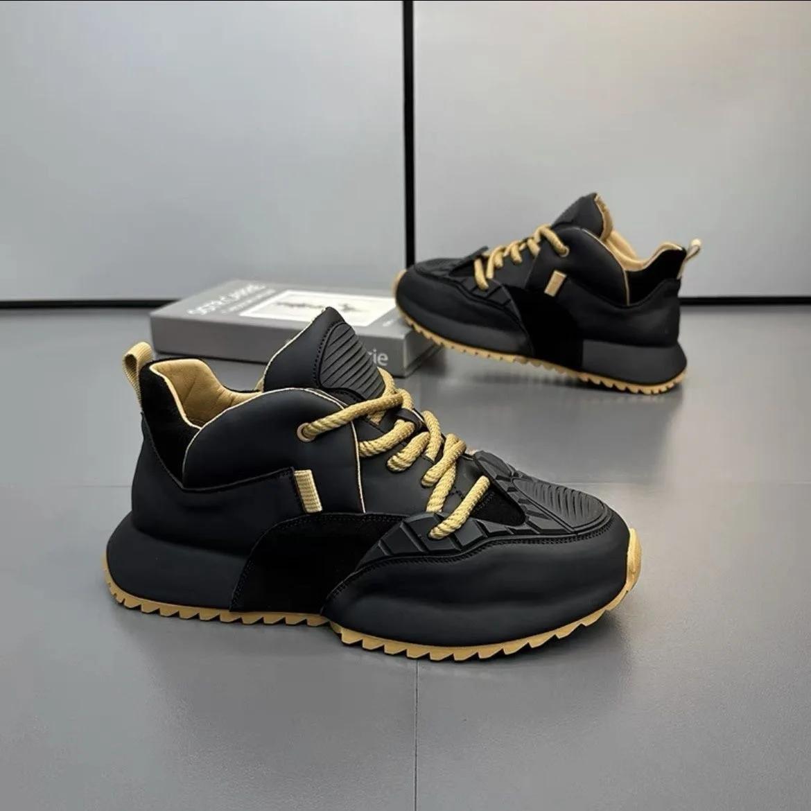 SYTK Модная мужская обувь водонепроницаемая повседневная обувь для пап кожаная толстая — фото 9