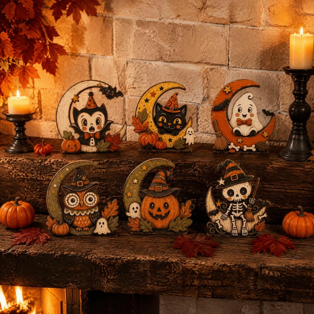 10cm Halloween Wooden Decoration Vintage Halloween Tiered Tray Decor  Home Decoration