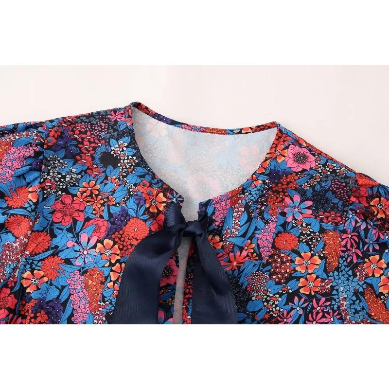 TELLHONEY Женская мода О-образный вырез топы с бантом украшения и брюки на пуговицах — фото 6