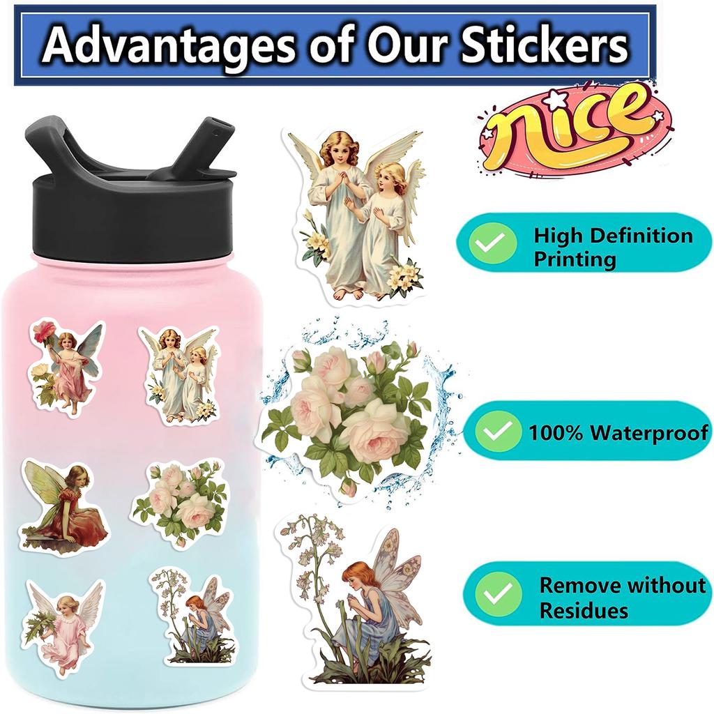 50pcs Elf Fairytale Cute Angel Stickers Decoration Skateboard Laptop Bike Suitcase Wall Decals