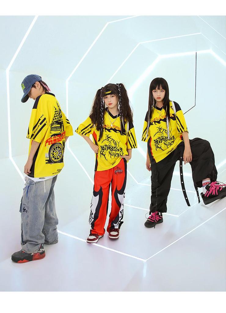 Kids' Hip Hop Street Dance Performance Outfit - Jazz Dance Fashion Show Drum Set Vest and T-shirt for Boys and Girls