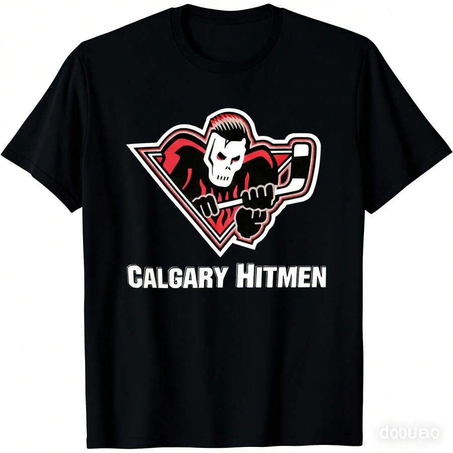 

Men Calgary Hitmen WHL Hockey T-Shirt - Official Team & Hitman Hart Graphic Tee, Casual Round Neck S разноцветный