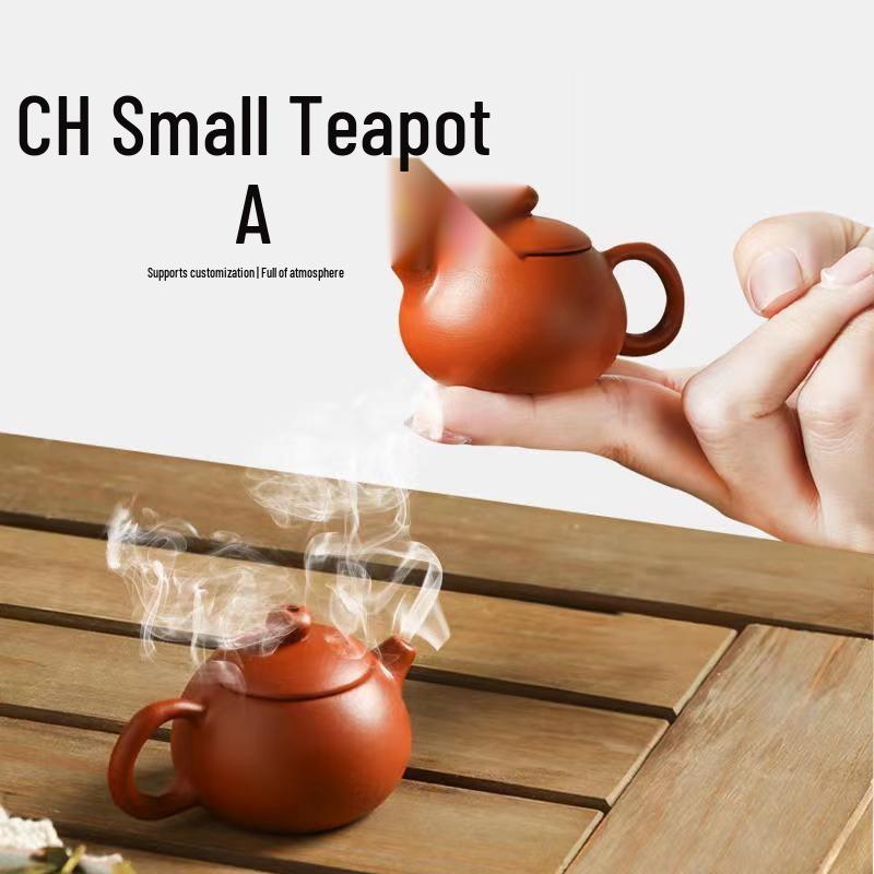 Mini Purple Clay Milk Tea Teapot, Decorative Fingertip Pot with Lid and Handle, Tea Pet Accessories, Water Cut Feature