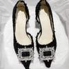 Neue Damen High Heels Mode Strass Spitz Quadratische Schnalle Stiletto Hochzeitsschuhe Casual Damen Slip on Mary Jane High Heel