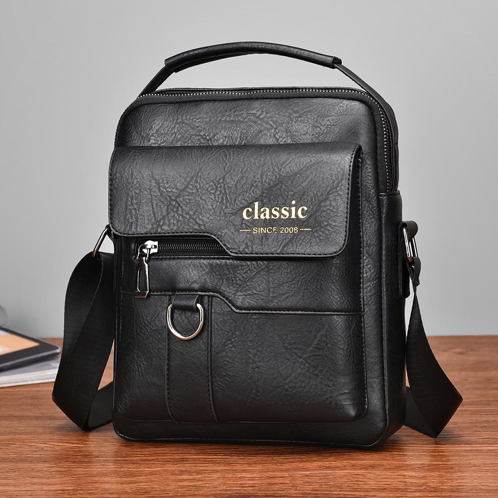 WEIXIER Men's Messenger Bag Leather Crossbody Shoulder Bag Classic Waterproof Briefcase Satchel Travel Bag