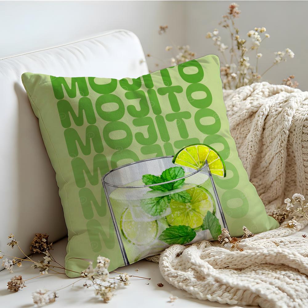 Cushion Cover Linen SkinFriendly Soft Decorative Case For Sofa Home Decor Mojito Cocktail Art Pillow cover
