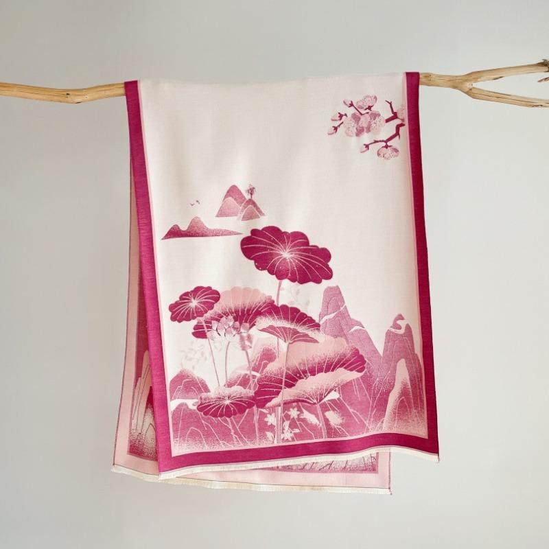 New jacquard warm fashion temperament scarf dual-purpose air-conditioned room shawl winter thickened retro scarf