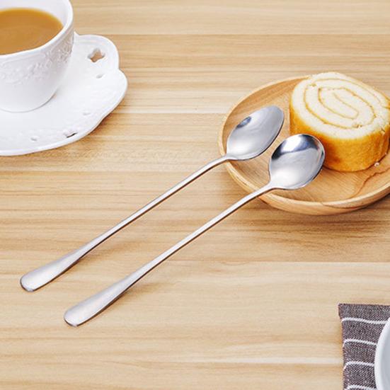 2Pcs Dessert Grade Spoons Food Rust-proof Stainless Steel Milk Coffee Dessert Honey Soup
