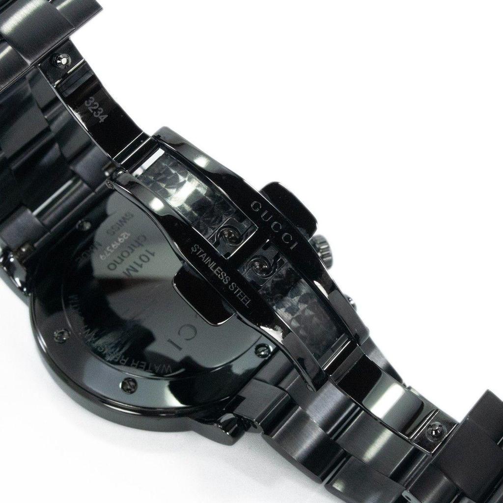 Used Working item Gucci Watch Quartz Men's G Chrono 101M Black Chronograph Large Big G Logo Red Green Simple