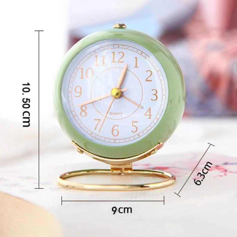 Nordic Style Metal Alarm Clock Creative Light Luxury Electronic Desk Clock with Metal Stand Silent Pointer for Bedroom