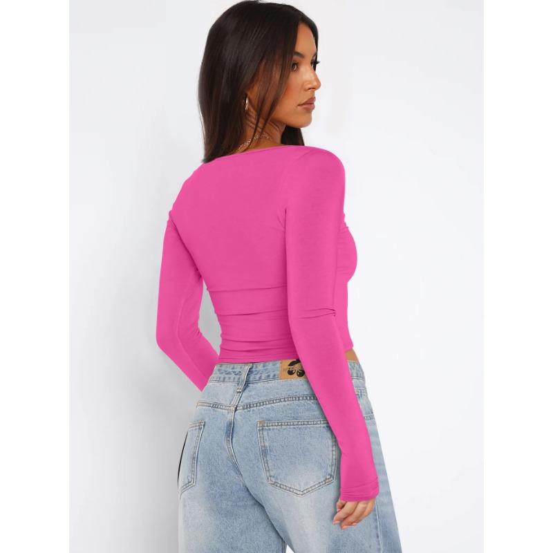 Suéter de manga larga con cuello cuadrado y cuello alto ajustado para mujer de otoño