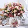 Artificial Flower Ceramic Vase Flower Arrangements Set Ornaments Home Room Table Furnishing Crafts Store Office Desk Decoration