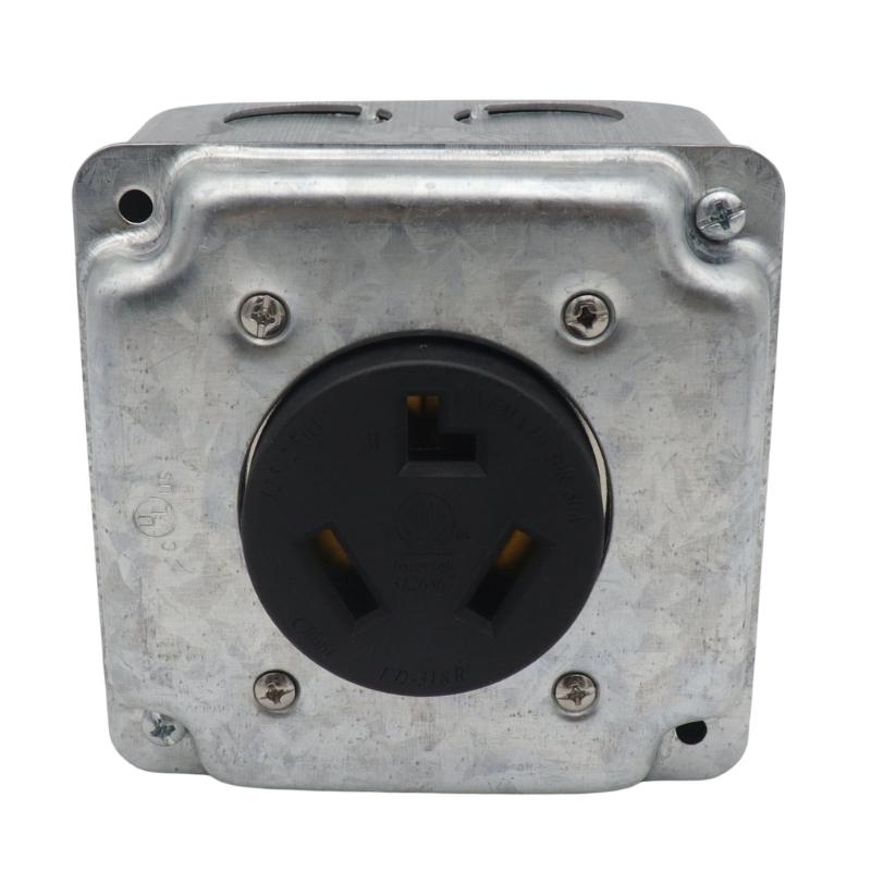 Industrial 30A Electrical Outlet Installation Kit NEMA 10 30R with Junctions Box & Sliding Cover for Wiring Use