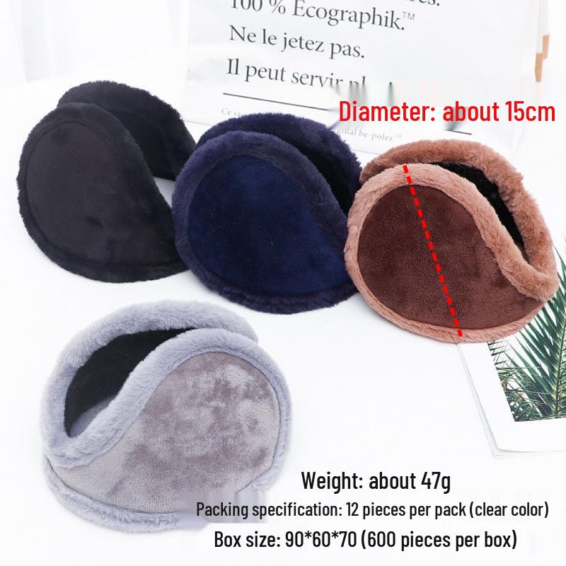 2024 Winter Men's Windproof Warm Fur Earmuffs - Solid Color, Thickened Design for Outdoor Use