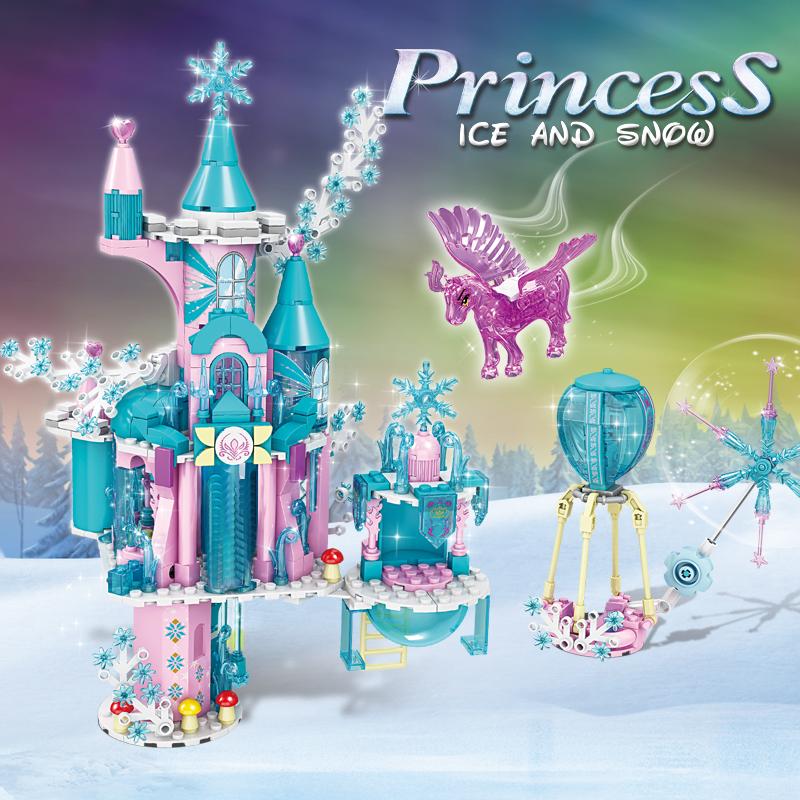 Non-Toxic Magic Ice Snow Castle Building Blocks Fairy Tale Princess Castle Diy Model Bricks City Street View Kids Diy Toys Holiday Gifts