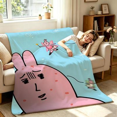 Cartoon MMy Ffriend Rrabbit Throw Soft Warm Flannel Throw Blanket Multiuse for Sofa Bed Office Nap