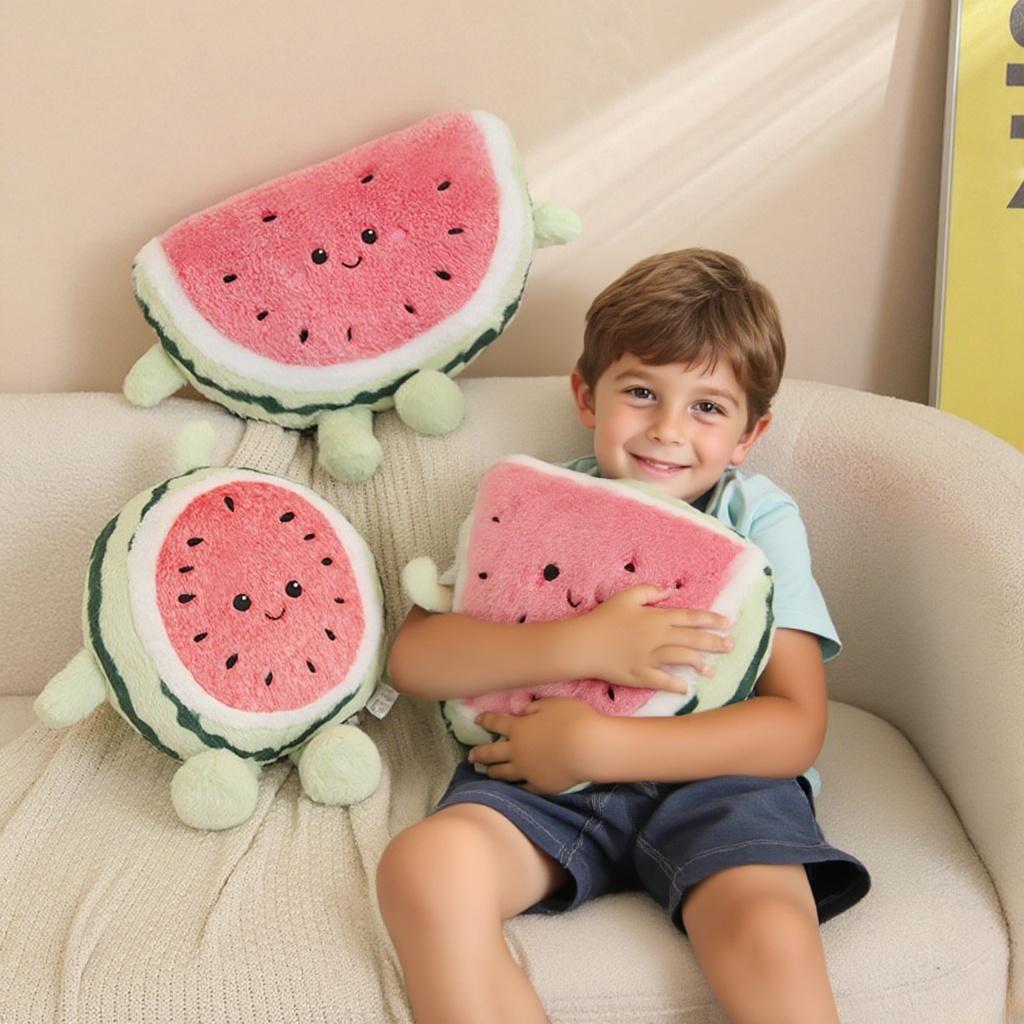 Kawaii Watermelon Plush Toy Soft Stuffed Fruits Baby Doll Sofa Cushion Cute Cartoon Huggable Washable Pillow Nice Birthday Gifts