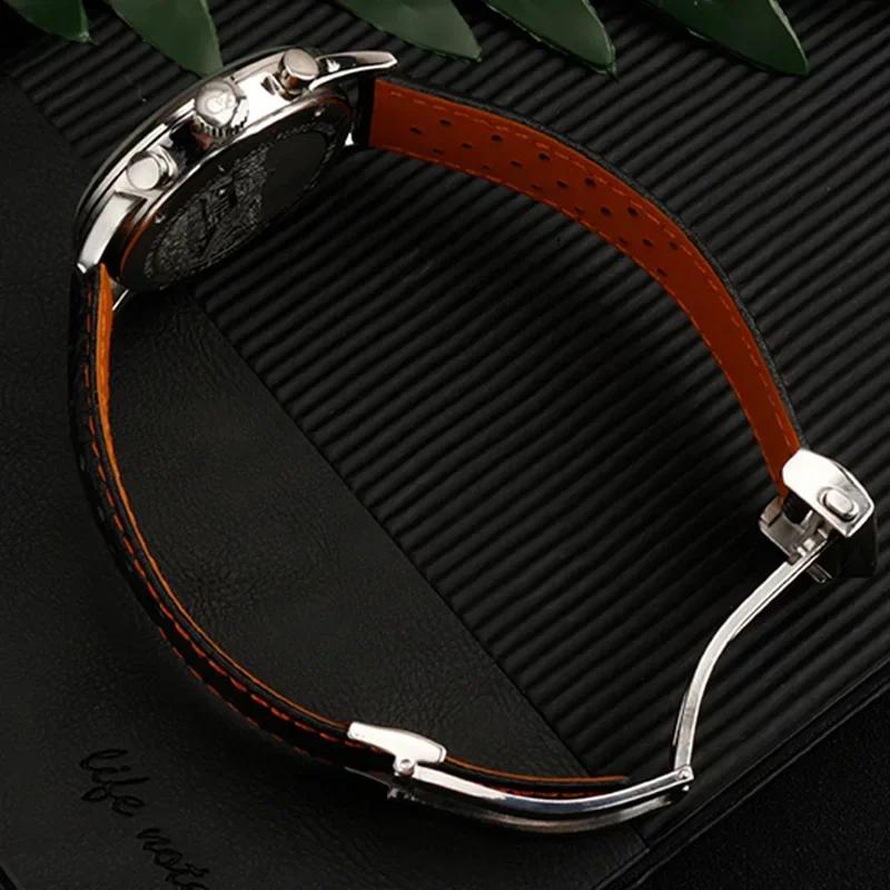 Классический ремешок для часов TAG Heuer Monaco CAW211M 211P CAW211R 211T из натуральной кожи шириной 22 мм, дышащий, с раскладывающейся пряжкой для мужчин