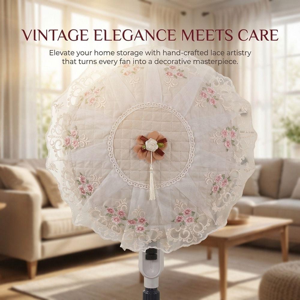 Round Standing Fan Covers Floral Protective Case Minimalist Mesh Covers  Desktop Fan