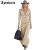 Women's Zippered Polo Neck Long Sleeve Casual Dress for Autumn/Winter