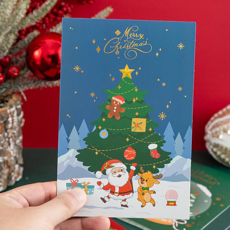 New Bronzing Christmas Card Cartoon Holiday Christmas Eve Christmas Card Blessing Wish Message Card
