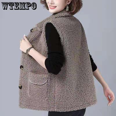 Plus Size Spring Autumn Women Button Waistcoat Winter Thermal Warm Thick Plush Vests Sleeveless Jacket Ladies Coats