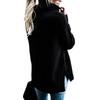 Maglione in Maglia da Donna Autunno/Inverno 2024 Stile Europeo & Americano - Manica Lunga Casual, Collo Alto, Colore Unito