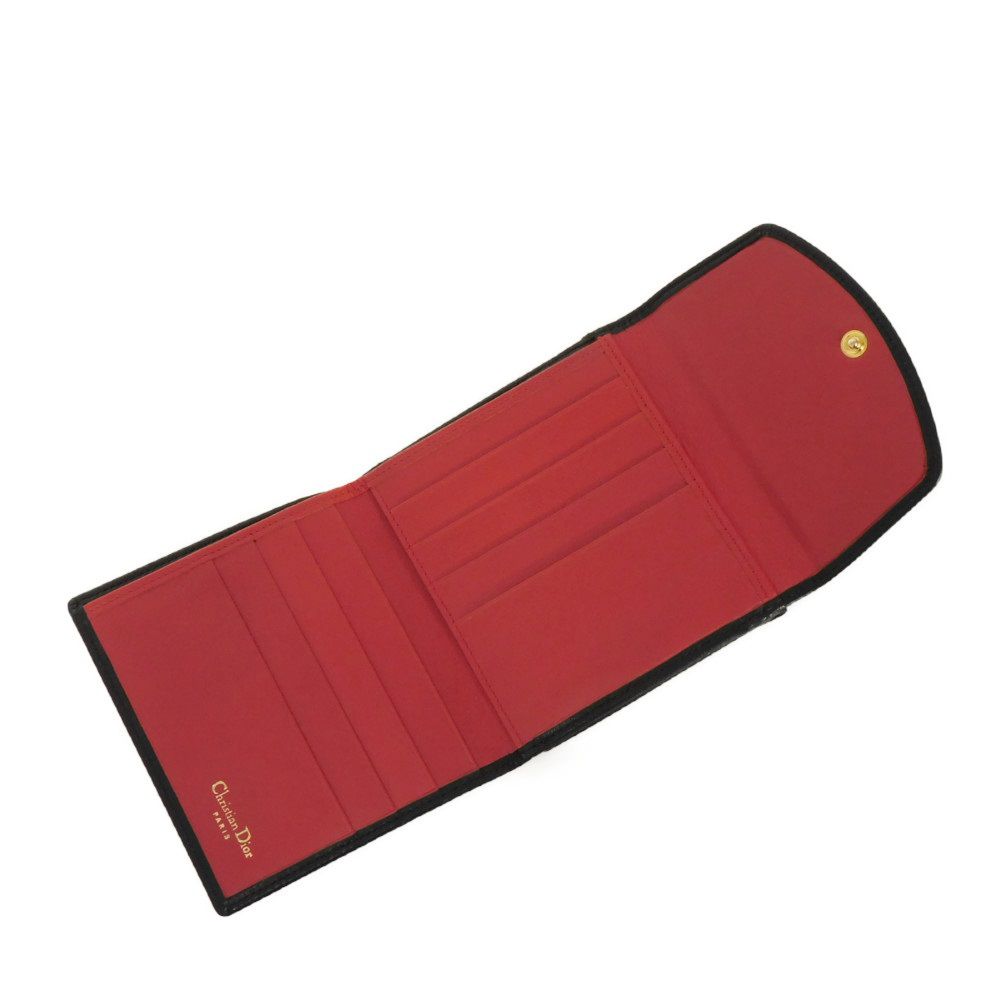 Used 10656 Trifold Wallet 7942, Old Style, Smooth Calfskin, Vintage, Old Red, Two-Tone CD Logo, Black, Unisex from