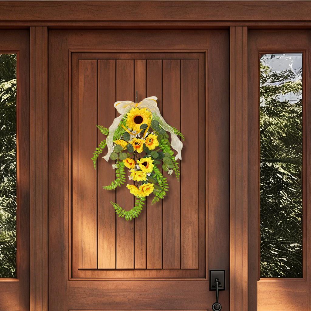 45cm Spring,themed Artificial Sunflower Wall Hanging, Artificial Green Plant Home  Hanging Decoration, Festival Decoration Props