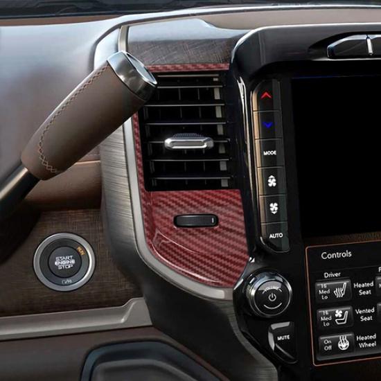 For Dodge Ram 1500 19-25 Red Carbon Console A/C Air Conditioner Vent Cover Trim