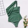 Costume da bagno push up da donna estivo Costume da bagno solido Costume da bagno a vita alta con una spalla