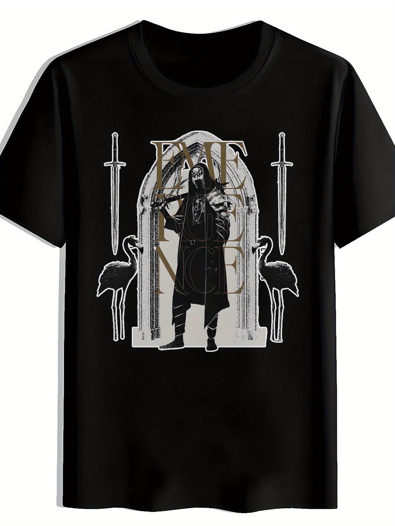 

Black T-shirt with Vintage Rock Band Graphic - Stray Cat Design L