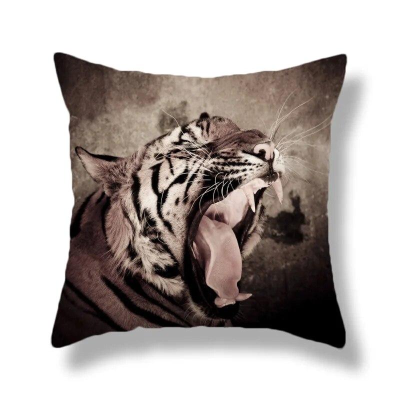 Heimdekoration Tierwelt Tiger Kissenbezug Bett Wohnzimmer Sofa Bürositz Auto Lendenkissen Bezug