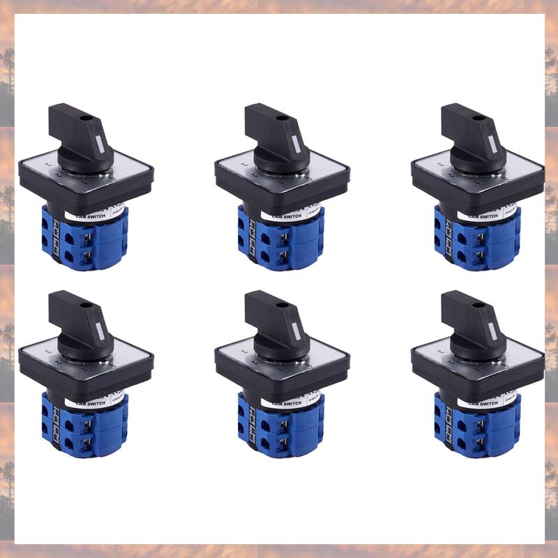 2025 Trend 6X 8 Terminals 5 Positions Master Control Rotary Cam Switch 20A Black+Blue