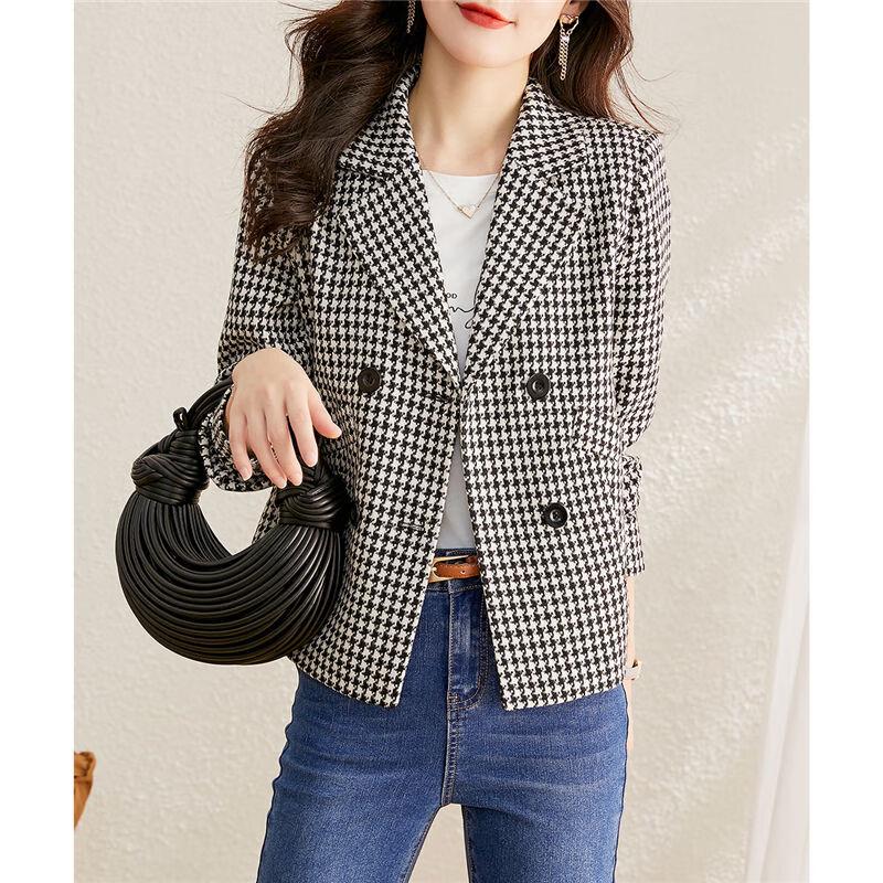 Women's Autumn Plaid Lapel Short 'Little Fragrance' Jacket