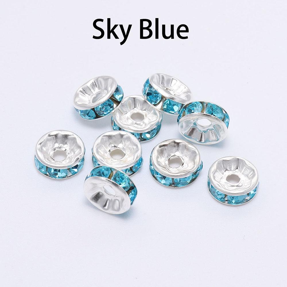 100Pcs 4 6 8 10mm Rhinestone Crystal Rondelles Bead Gold Color Loose Spacer Beads For DIY Jewelry Making Accessories