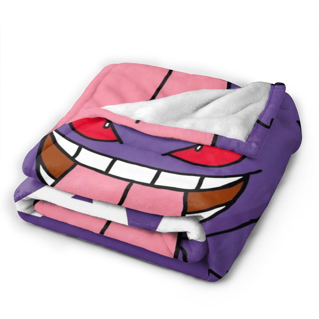 Zabawne pokemonowe Gengar potwór Koc Lekki Cienki Koralowy Polar Pluszowy Wygodny Koc do Rzucania Można Prać w Pralce