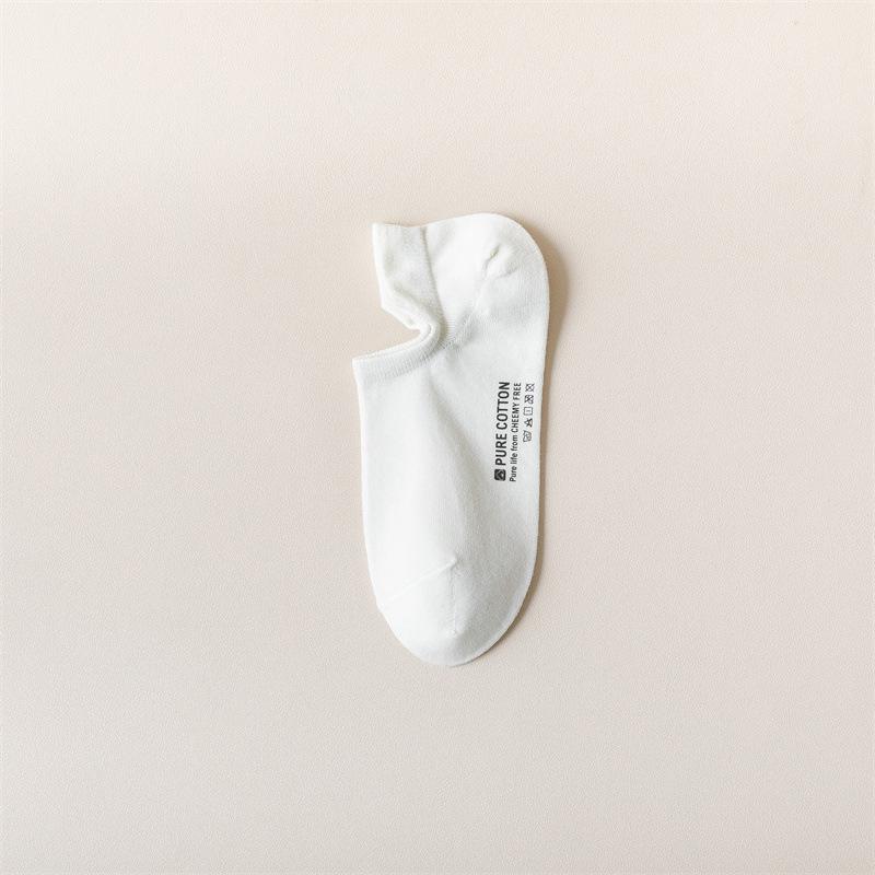 

Женские универсальные хлопковые носки-лодочки, которые не сползают, и короткие носки из чистого хлопка для весны и лета, мелкие и тонкие спортивные невидимые носки 1 pair молочный белый