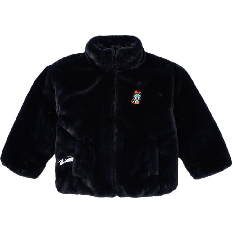 

Nike Logo Print Solid Color Zip Collar Jacket Kids jackets Black FJ9731-010 XL